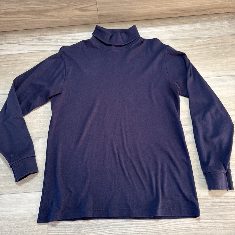 Vintage Bert‎ Pulitzer Turtle Neck Blank Navy Blue Size L Made USA Single Stitch